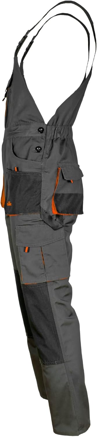 Arbeitshose Latzhose Classic – Robuste Arbeitslatzhose Aus Polyester/Baumwolle (270 G/M²), 10 Taschen, Kniepolstertaschen, Graphit Orange