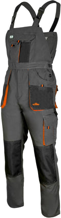 Arbeitshose Latzhose Classic – Robuste Arbeitslatzhose Aus Polyester/Baumwolle (270 G/M²), 10 Taschen, Kniepolstertaschen, Graphit Orange