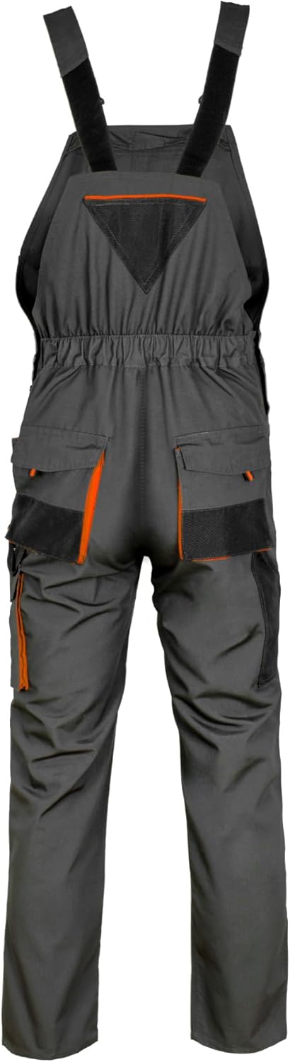 Arbeitshose Latzhose Classic – Robuste Arbeitslatzhose Aus Polyester/Baumwolle (270 G/M²), 10 Taschen, Kniepolstertaschen, Graphit Orange