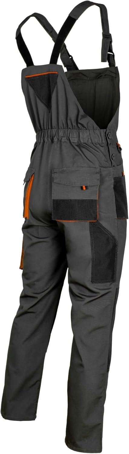 Arbeitshose Latzhose Classic – Robuste Arbeitslatzhose Aus Polyester/Baumwolle (270 G/M²), 10 Taschen, Kniepolstertaschen, Graphit Orange